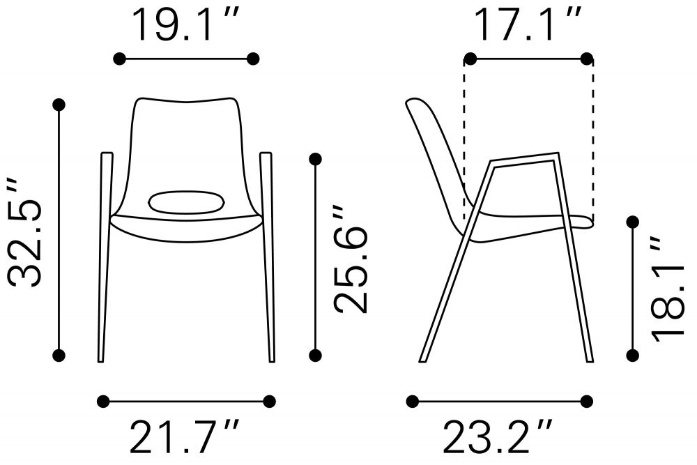 Zuo Modern Desi Faux Leather Dining Chair 2PC