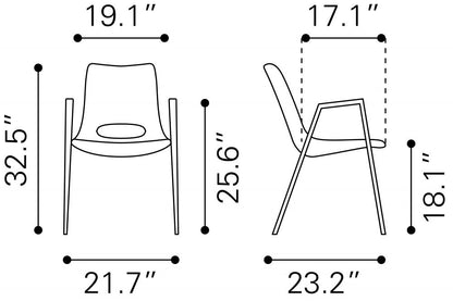 Zuo Modern Desi Faux Leather Dining Chair 2PC