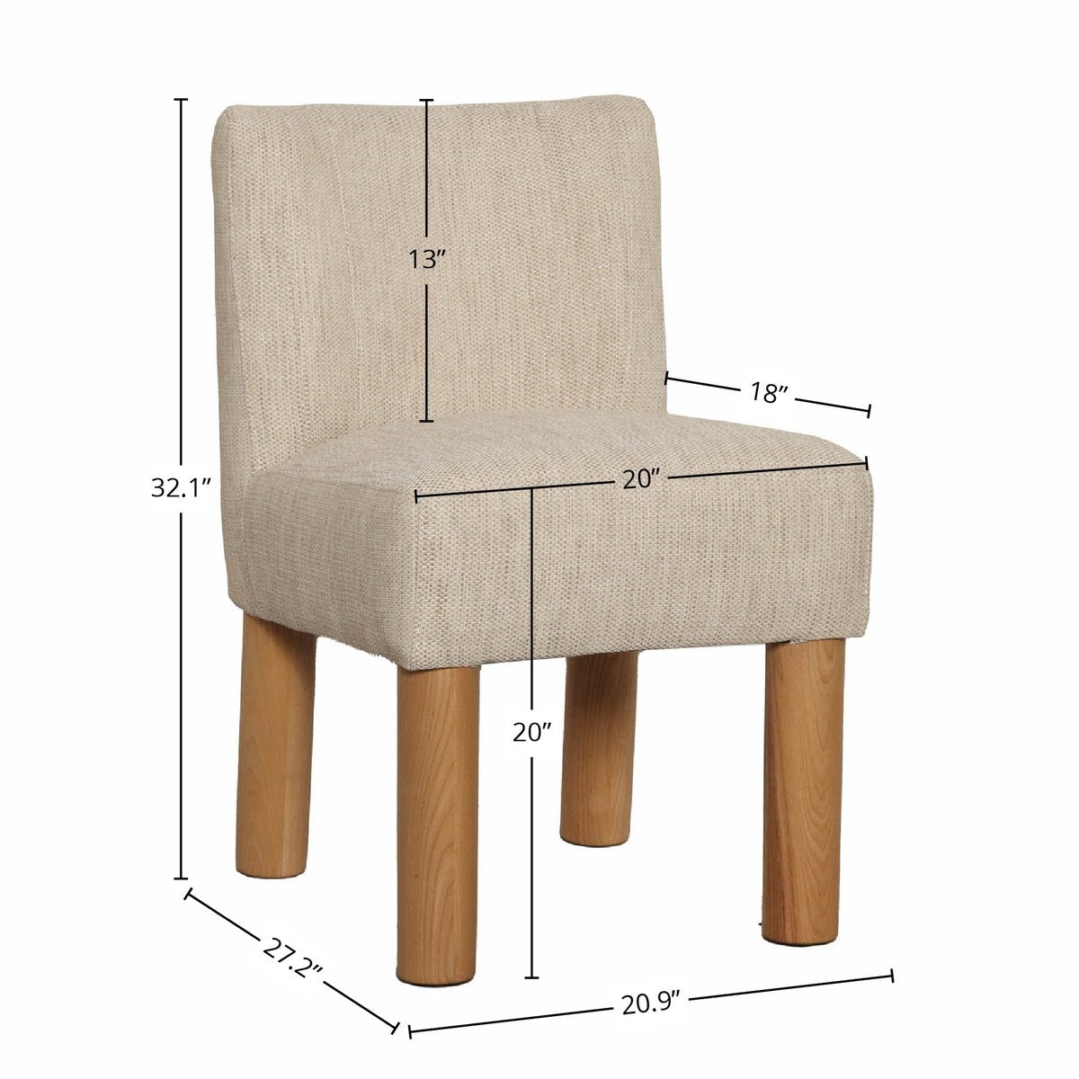 LH Home Destiny Fabric Armless Dining Chair (Set of 2)