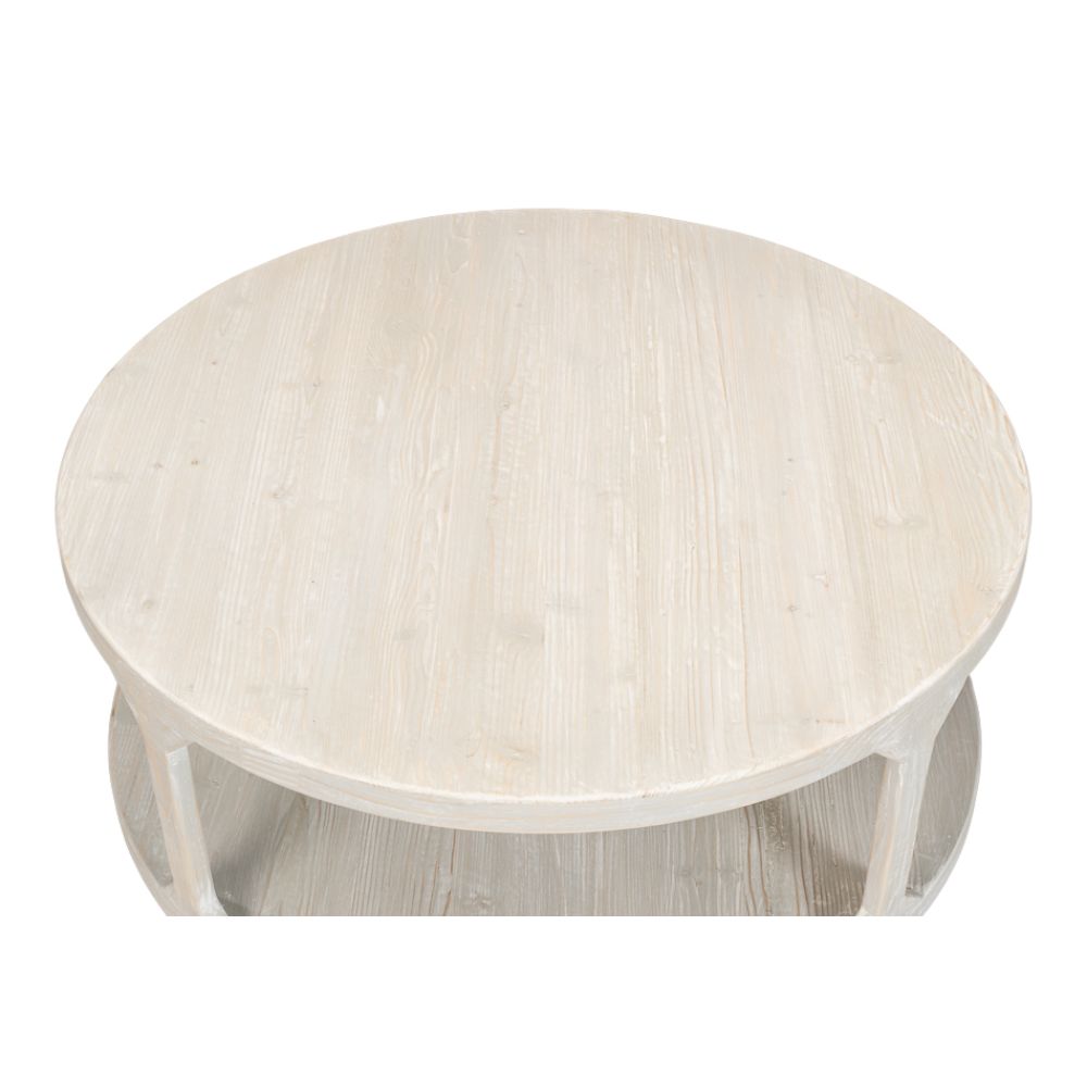 Devon Round Coffee Table With Storage Shelf Grey Thorne-Coffee Tables-Sarreid-LOOMLAN