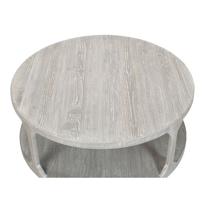 Devon Round Coffee Table With Storage Shelf Moonskin Grey-Coffee Tables-Sarreid-LOOMLAN