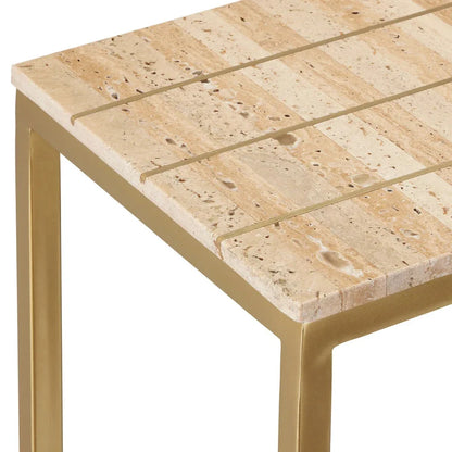 Dezi Natural Travertine Finish Console Table