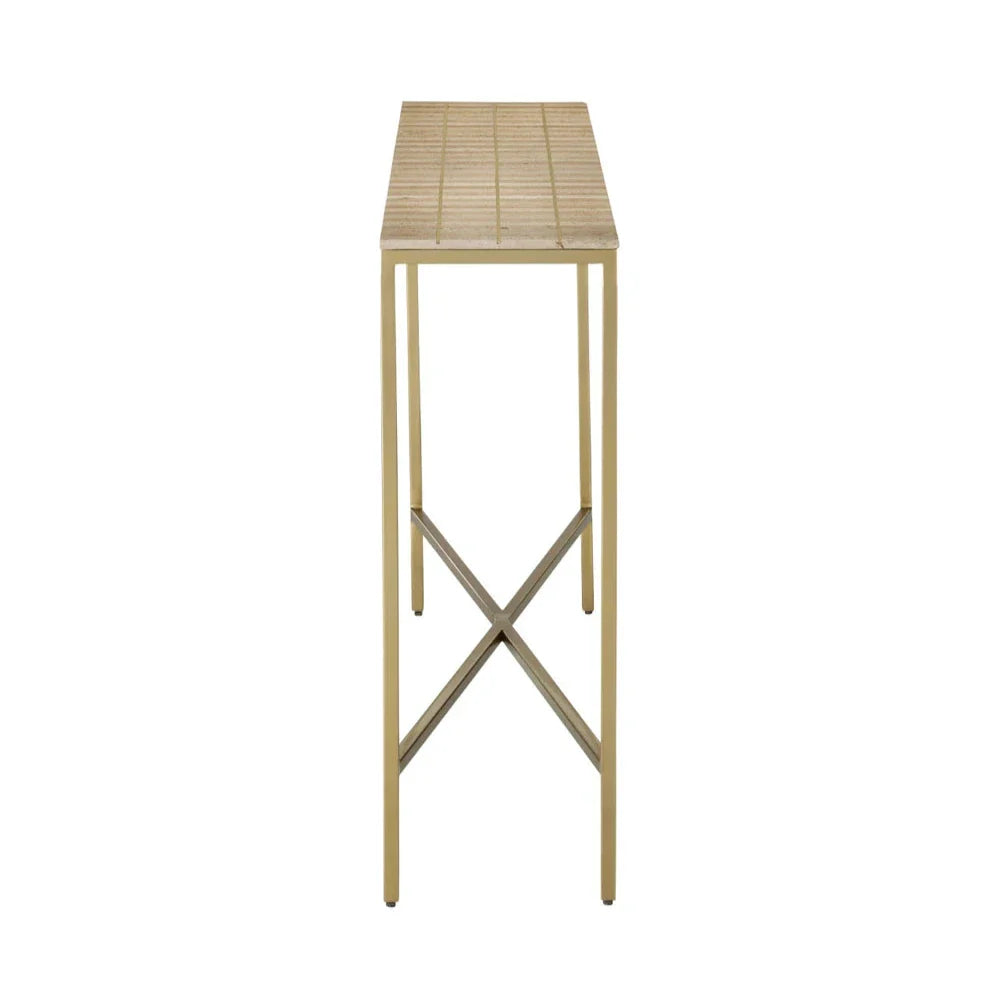 Dezi Natural Travertine Finish Console Table