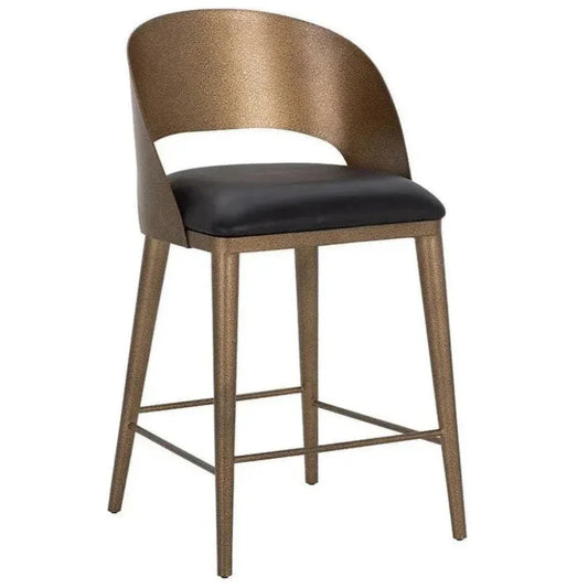 SUNPAN Dezirae Curved Back Leather Counter Stool