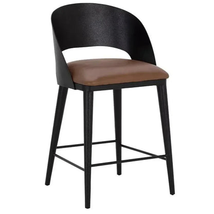 Dezirae Curved Back Leather Counter Stool - LOOMLAN - SUNPAN - Counter Stools