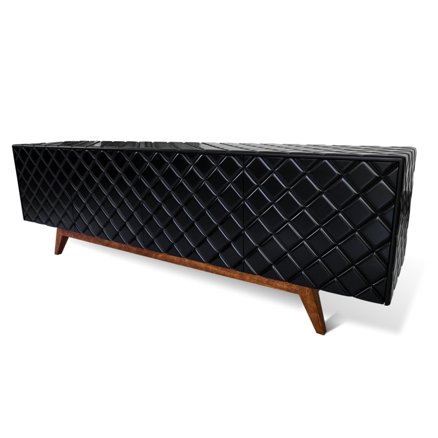 Diamond Black High Gloss Wood Buffet Table for Dining Room-Sideboards-Victor Betancourt-LOOMLAN