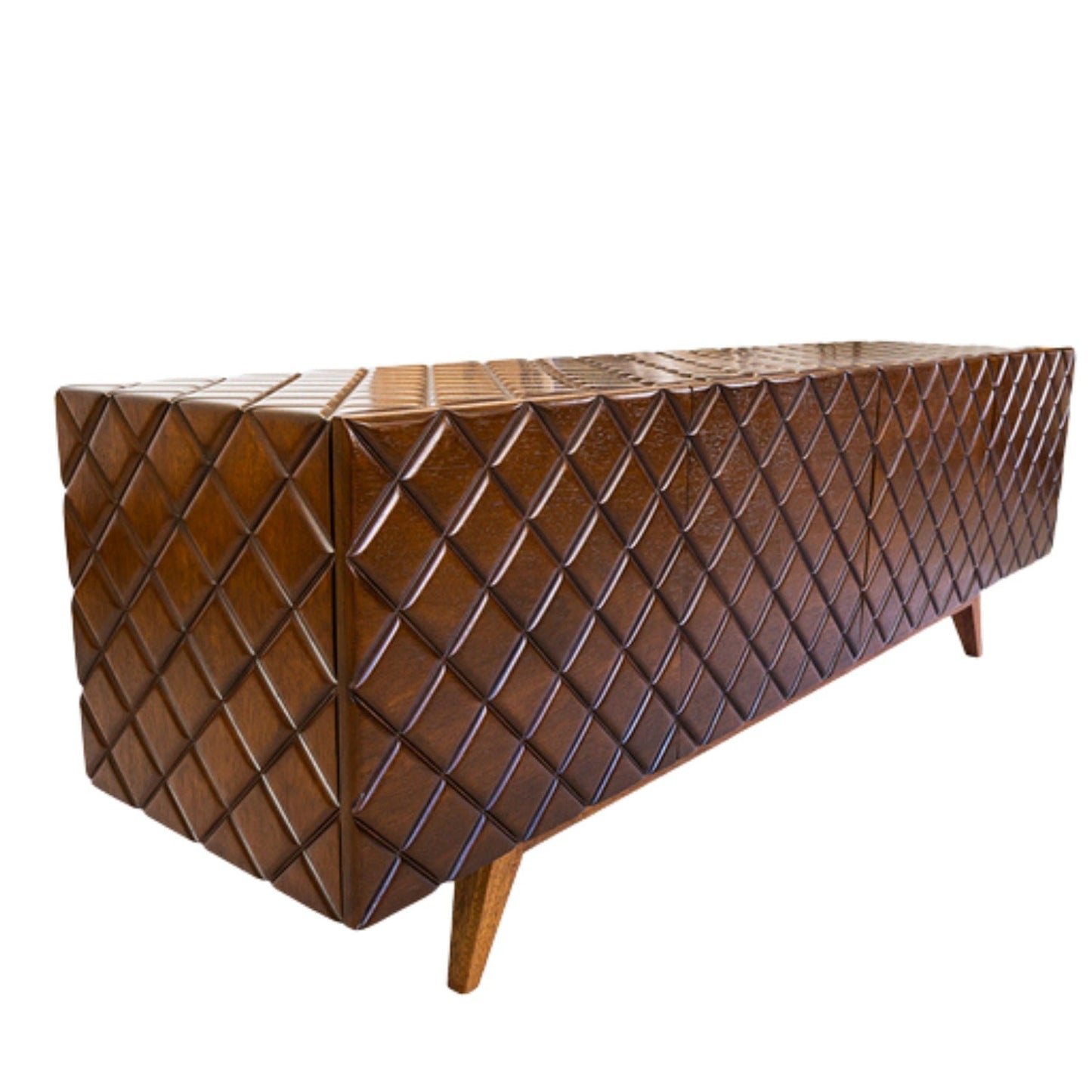 Diamond Brown High Gloss Walnut Wood Buffet Table for Dining Room-Sideboards-Victor Betancourt-LOOMLAN