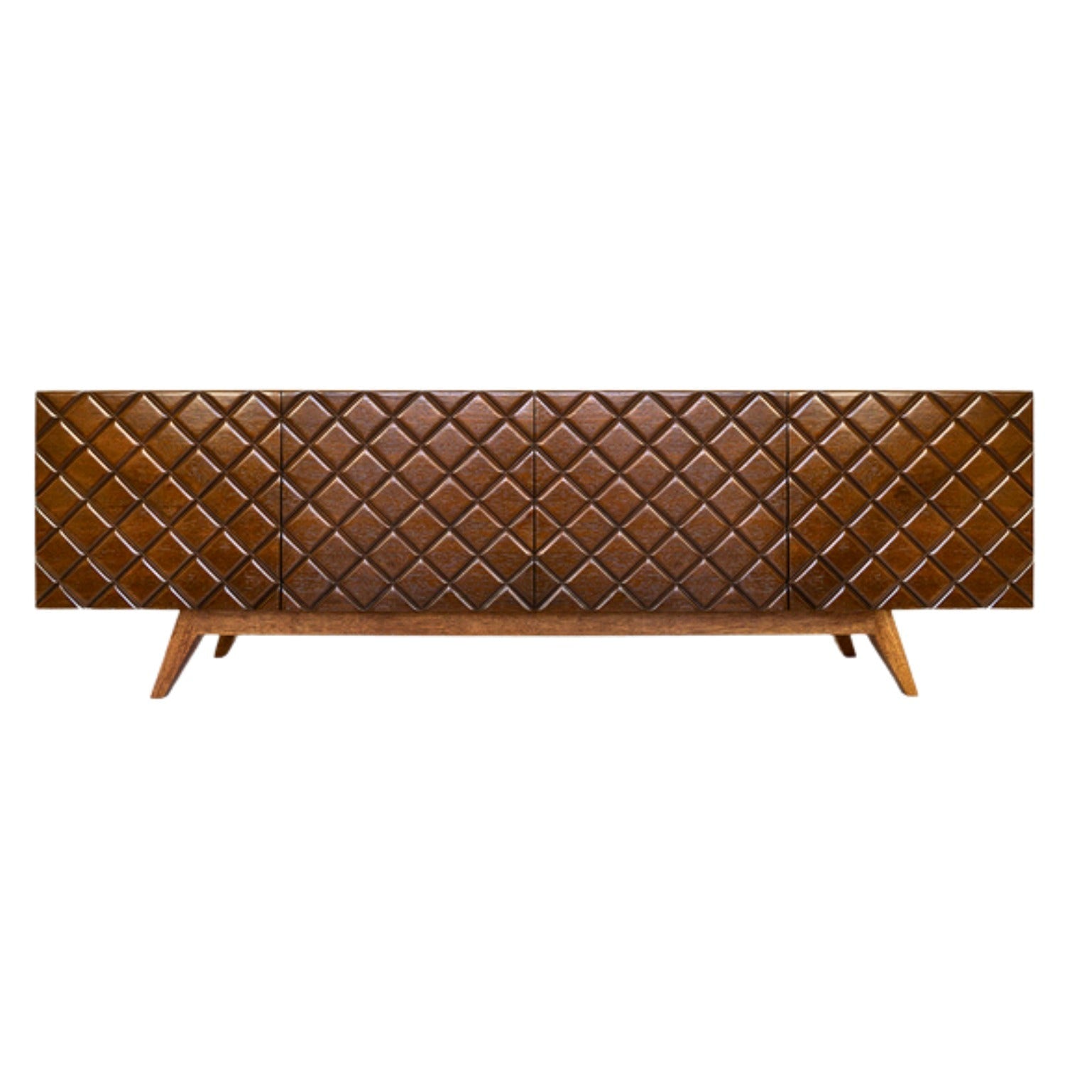 Diamond Brown High Gloss Walnut Wood Buffet Table for Dining Room-Sideboards-Victor Betancourt-LOOMLAN