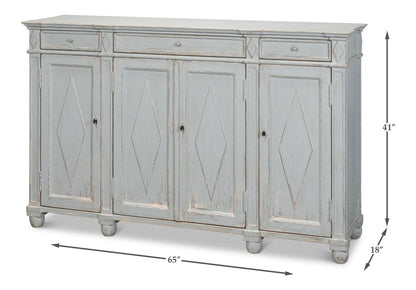 Diamond Wall Sideboard Blue Grey With Drawers-Sideboards-Sarreid-LOOMLAN