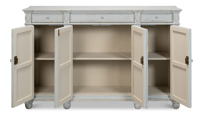 Diamond Wall Sideboard Blue Grey With Drawers-Sideboards-Sarreid-LOOMLAN