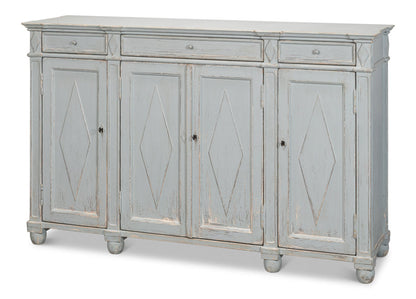 Diamond Wall Sideboard Blue Grey With Drawers-Sideboards-Sarreid-LOOMLAN