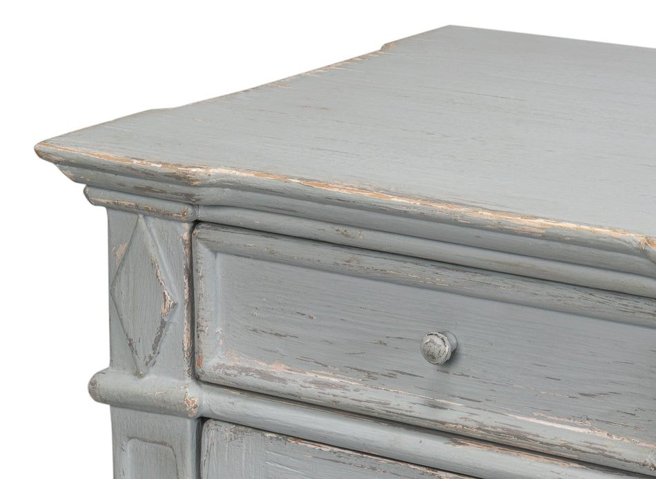 Diamond Wall Sideboard Blue Grey With Drawers-Sideboards-Sarreid-LOOMLAN