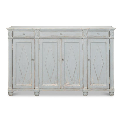 Diamond Wall Sideboard Blue Grey With Drawers-Sideboards-Sarreid-LOOMLAN