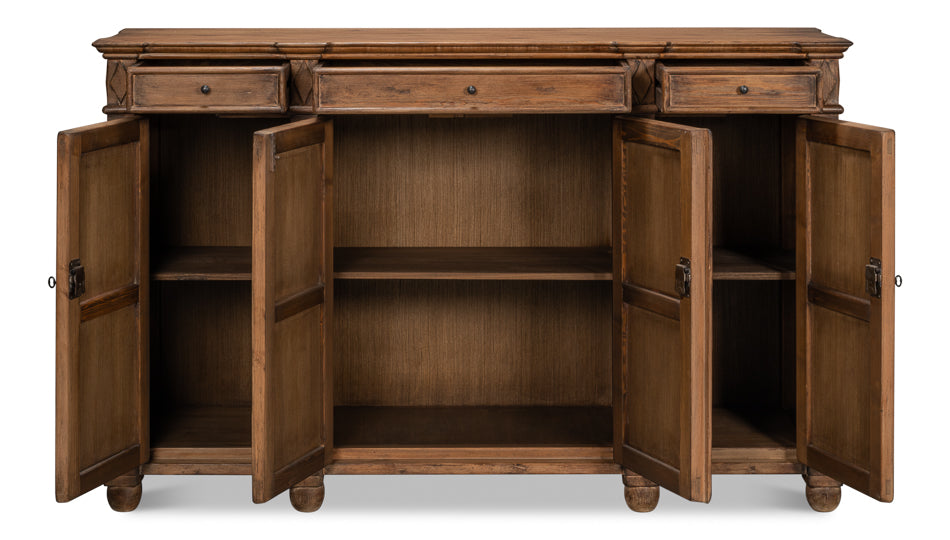 Diamond Wall Sideboard Brown With Drawers-Sideboards-Sarreid-LOOMLAN