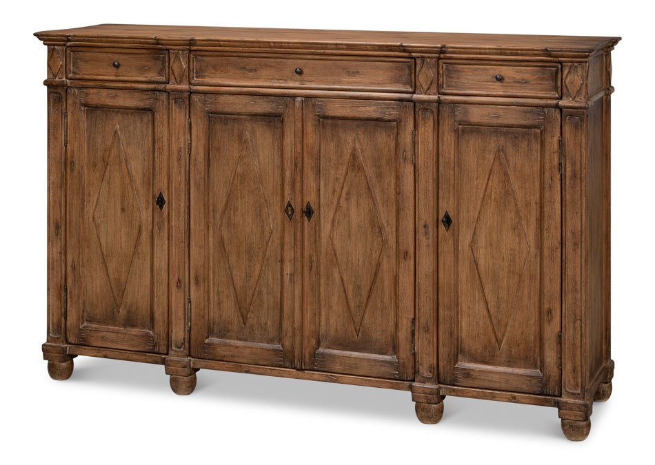 Diamond Wall Sideboard Brown With Drawers-Sideboards-Sarreid-LOOMLAN