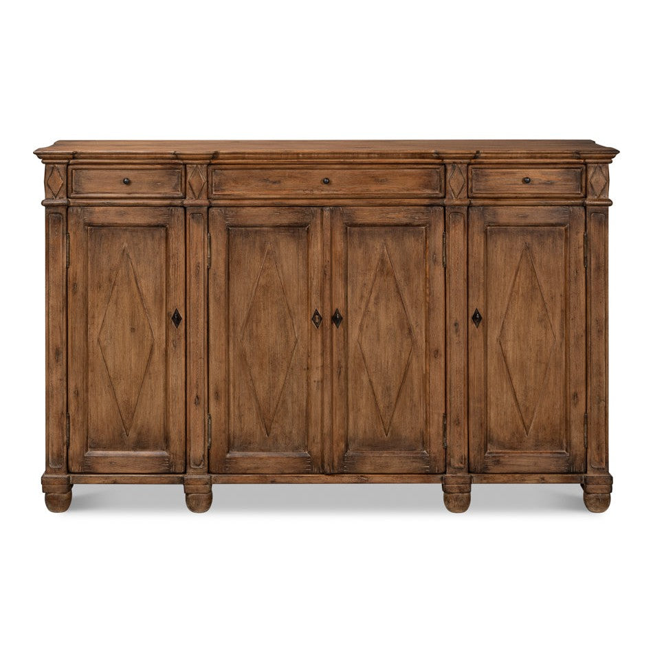 Diamond Wall Sideboard Brown With Drawers-Sideboards-Sarreid-LOOMLAN