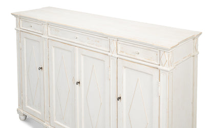 Diamond Wall Sideboard Whitewash With Drawers-Sideboards-Sarreid-LOOMLAN