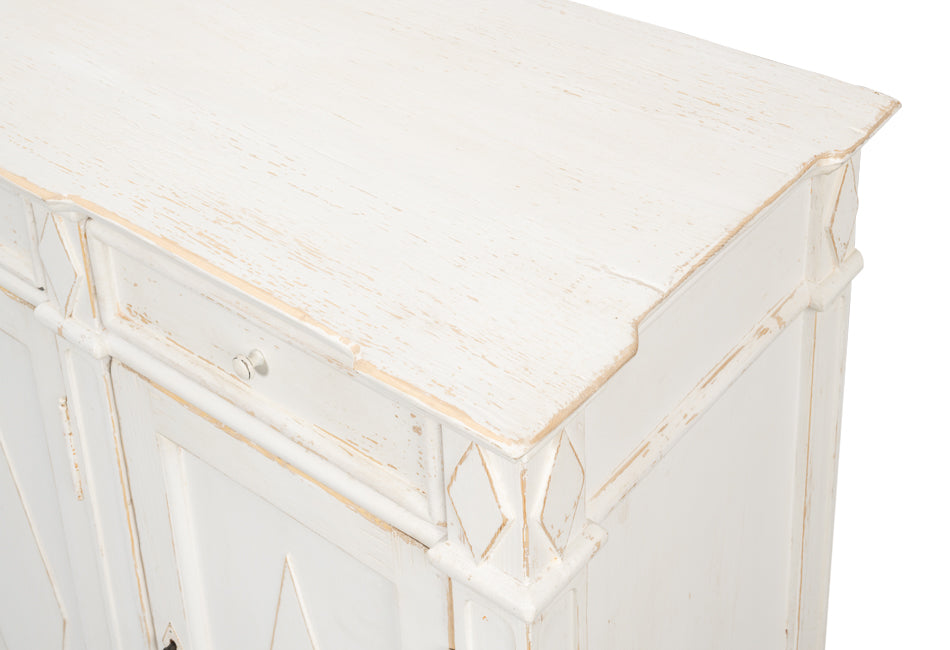 Diamond Wall Sideboard Whitewash With Drawers-Sideboards-Sarreid-LOOMLAN