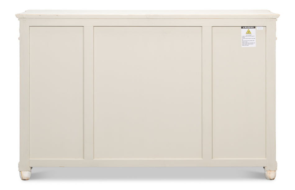 Diamond Wall Sideboard Whitewash With Drawers-Sideboards-Sarreid-LOOMLAN