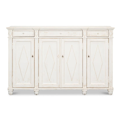 Diamond Wall Sideboard Whitewash With Drawers-Sideboards-Sarreid-LOOMLAN