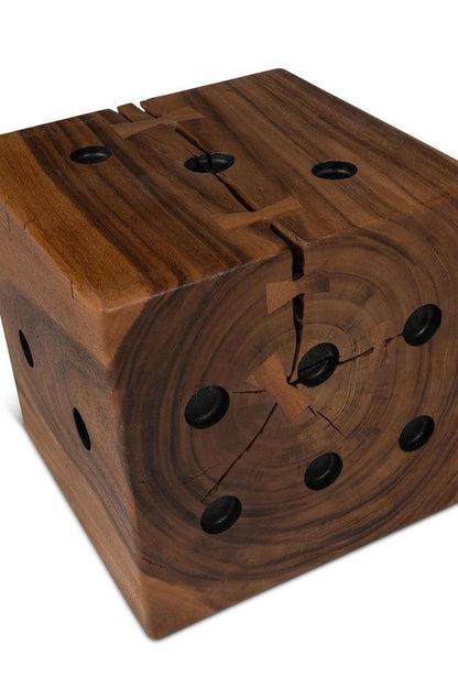 Dice Natural Solid Chamcha Wood Square End Table