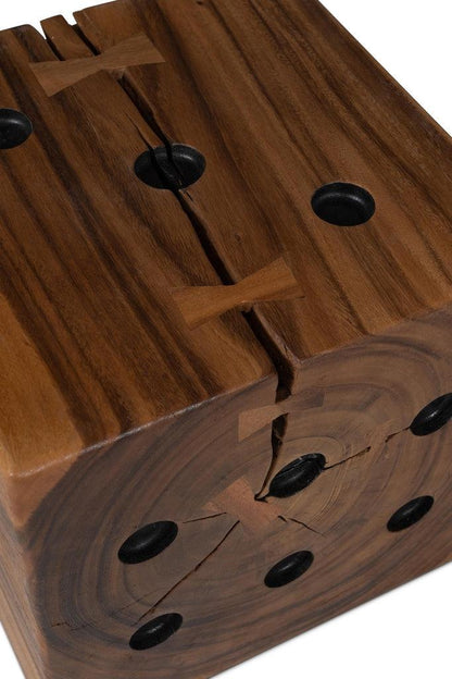 Dice Natural Solid Chamcha Wood Square End Table