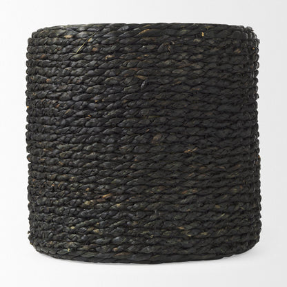 Mercana Dina Water Hyacinth Black Pouf