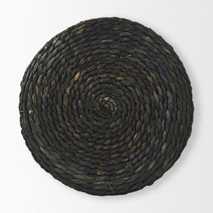 Mercana Dina Water Hyacinth Black Pouf