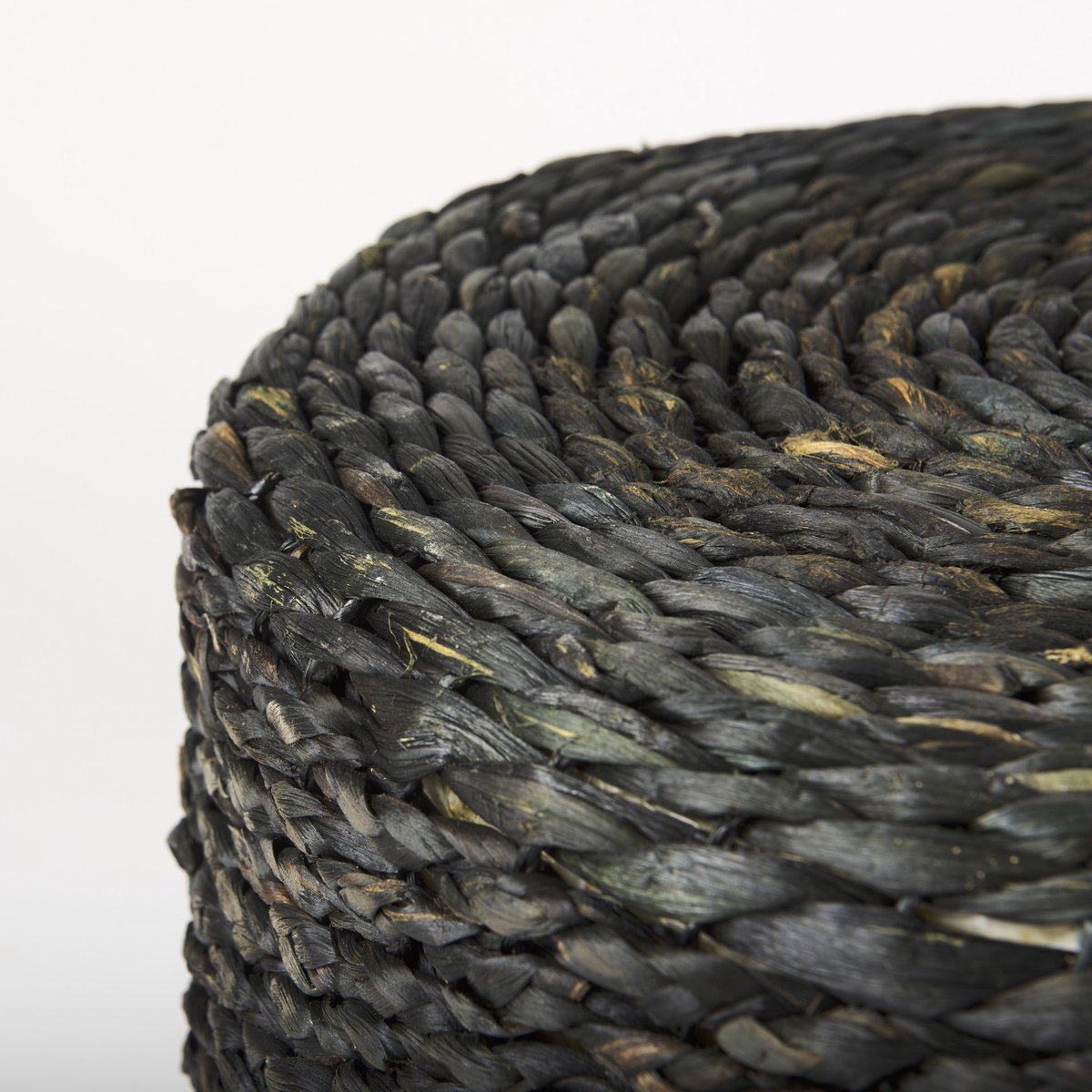 Mercana Dina Water Hyacinth Black Pouf