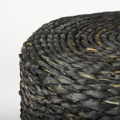 Mercana Dina Water Hyacinth Black Pouf