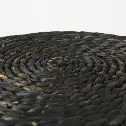 Mercana Dina Water Hyacinth Black Pouf