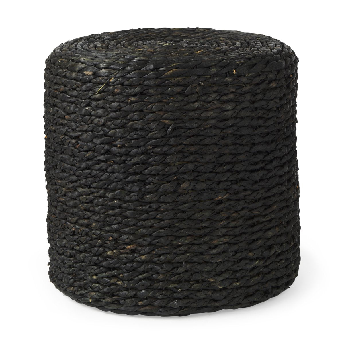 Mercana Dina Water Hyacinth Black Pouf