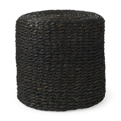 Mercana Dina Water Hyacinth Black Pouf