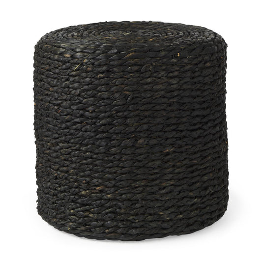 Mercana Dina Water Hyacinth Black Pouf