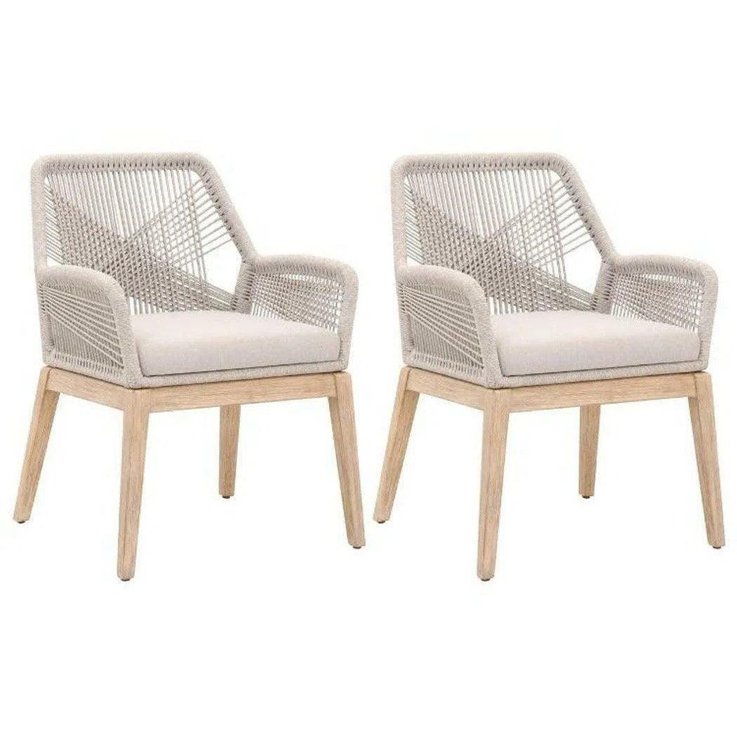 Dining Loom Arm Chairs Set of 2 Taupe & White Rope Mahogany Dining Chairs Sideboards and Things By Essentials For Living