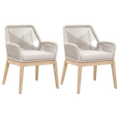 Dining Loom Arm Chairs Set of 2 Taupe & White Rope Mahogany Dining Chairs Sideboards and Things By Essentials For Living