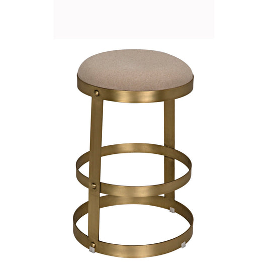 Dior Steel Counter Stool With Brass Finish-Counter Stools-Noir-Sideboards and Things