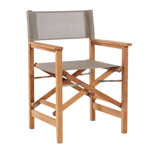 Director Teak Folding Outdoor Folding Armchair-Outdoor Dining Chairs-HiTeak-Taupe-Sideboards and Things