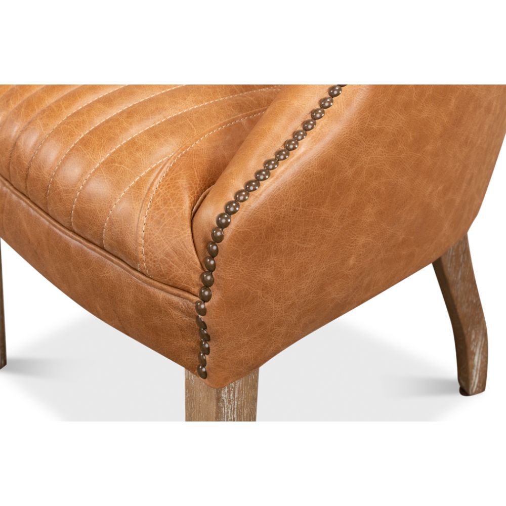 Disel Single Leather Accent Chair-Accent Chairs-Sarreid-LOOMLAN