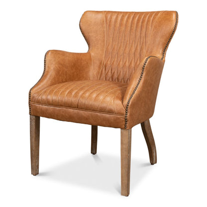 Disel Single Leather Accent Chair-Accent Chairs-Sarreid-LOOMLAN