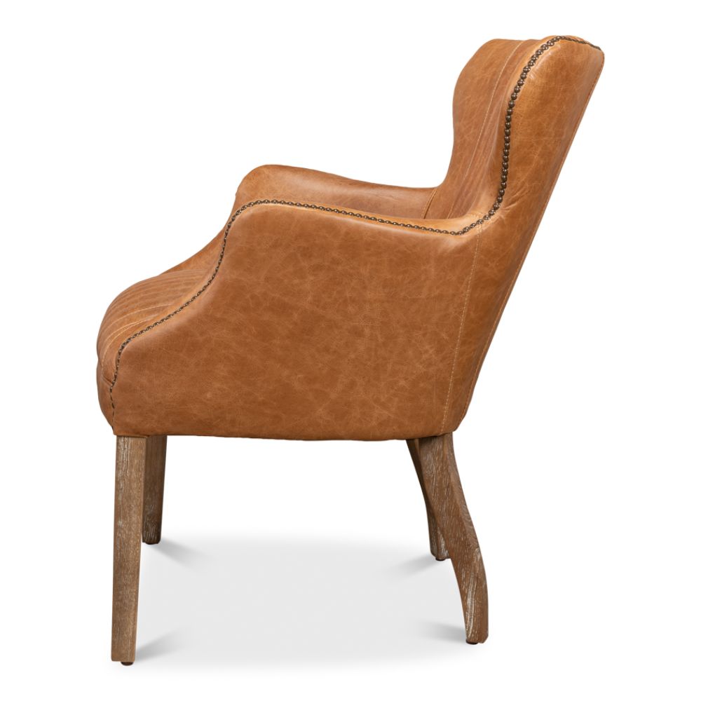 Disel Single Leather Accent Chair-Accent Chairs-Sarreid-LOOMLAN