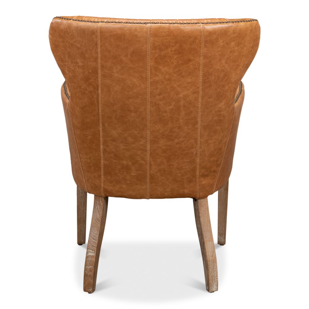 Disel Single Leather Accent Chair-Accent Chairs-Sarreid-LOOMLAN