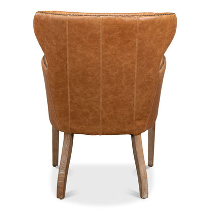 Disel Single Leather Accent Chair-Accent Chairs-Sarreid-LOOMLAN