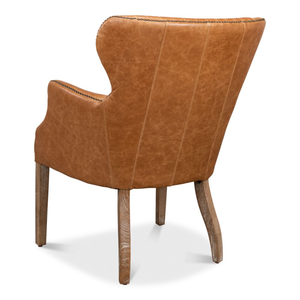 Disel Single Leather Accent Chair-Accent Chairs-Sarreid-LOOMLAN