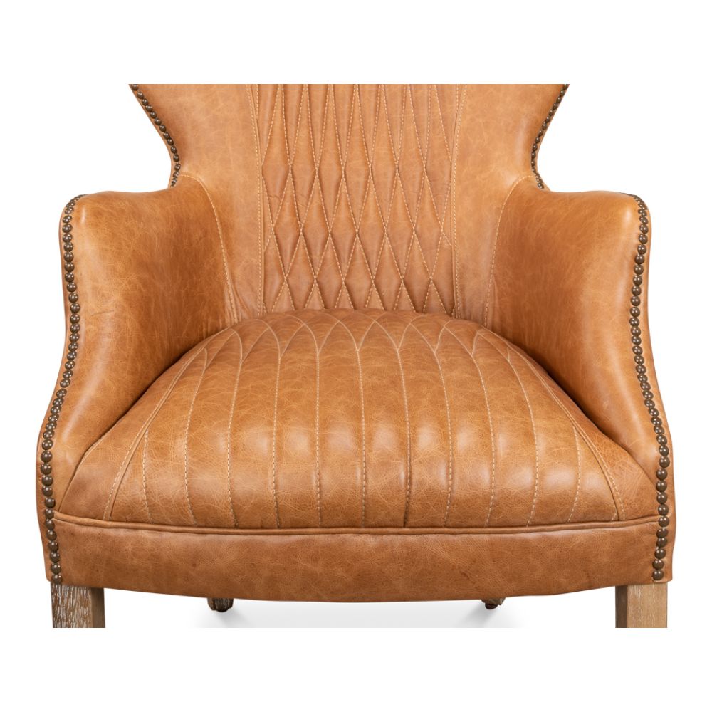 Disel Single Leather Accent Chair-Accent Chairs-Sarreid-LOOMLAN