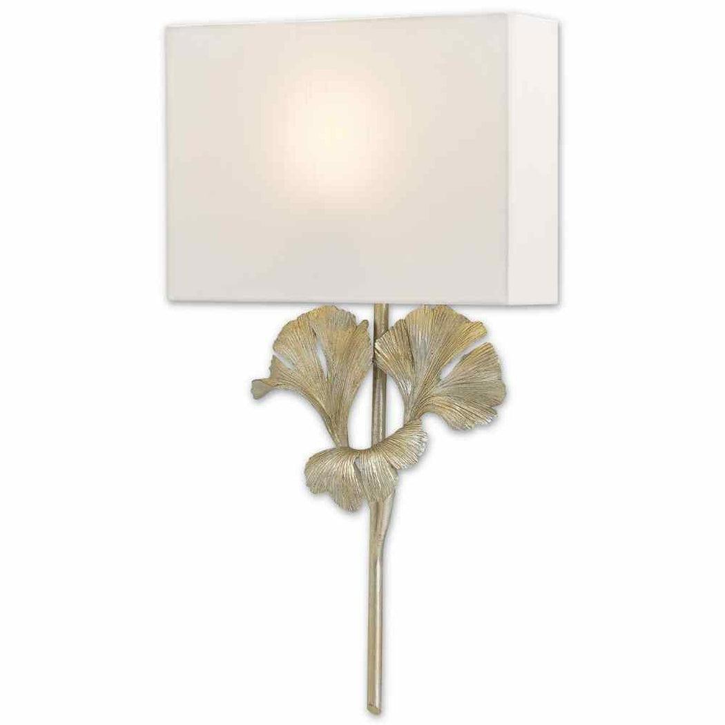 Distressed Silver Leaf Gingko Silver Wall Sconce Wall Sconces Sideboards and Things By Currey & Co