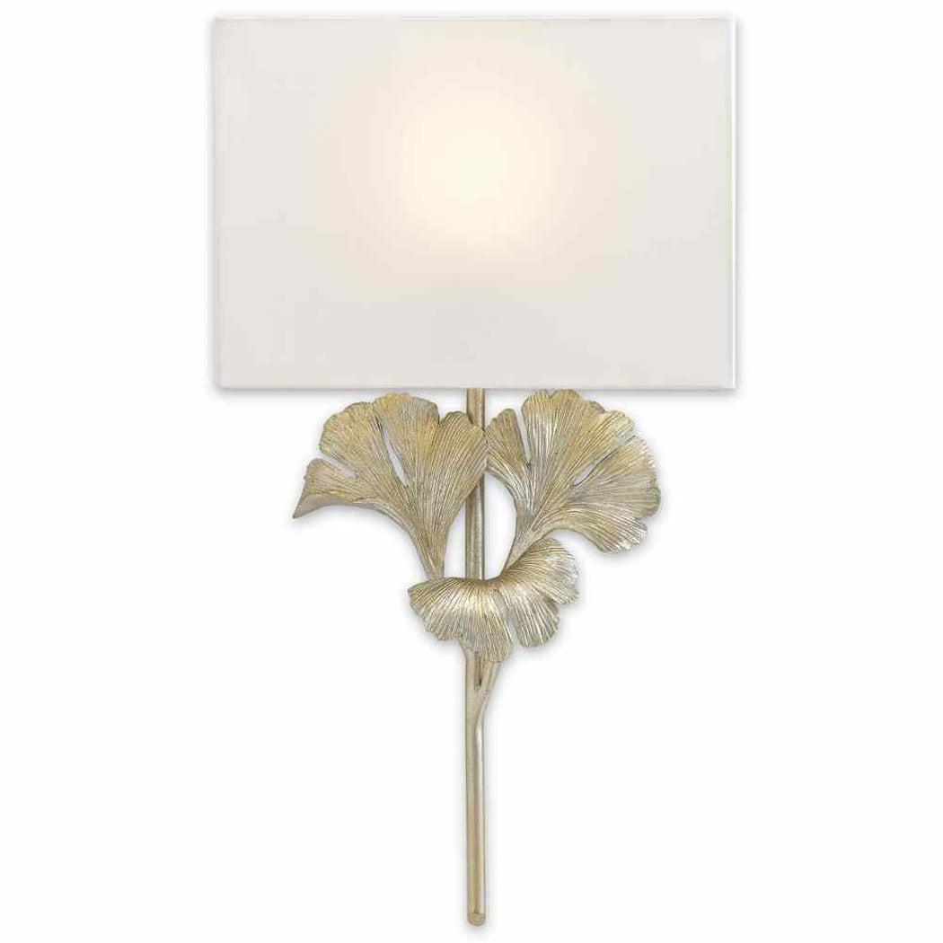 Distressed Silver Leaf Gingko Silver Wall Sconce Wall Sconces Sideboards and Things By Currey & Co