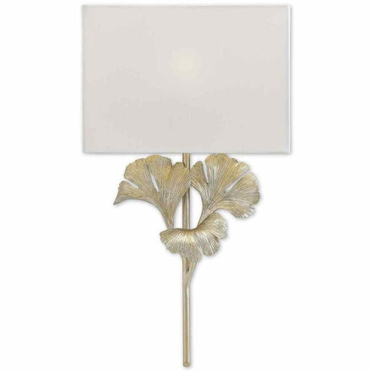 Distressed Silver Leaf Gingko Silver Wall Sconce Wall Sconces Sideboards and Things By Currey & Co