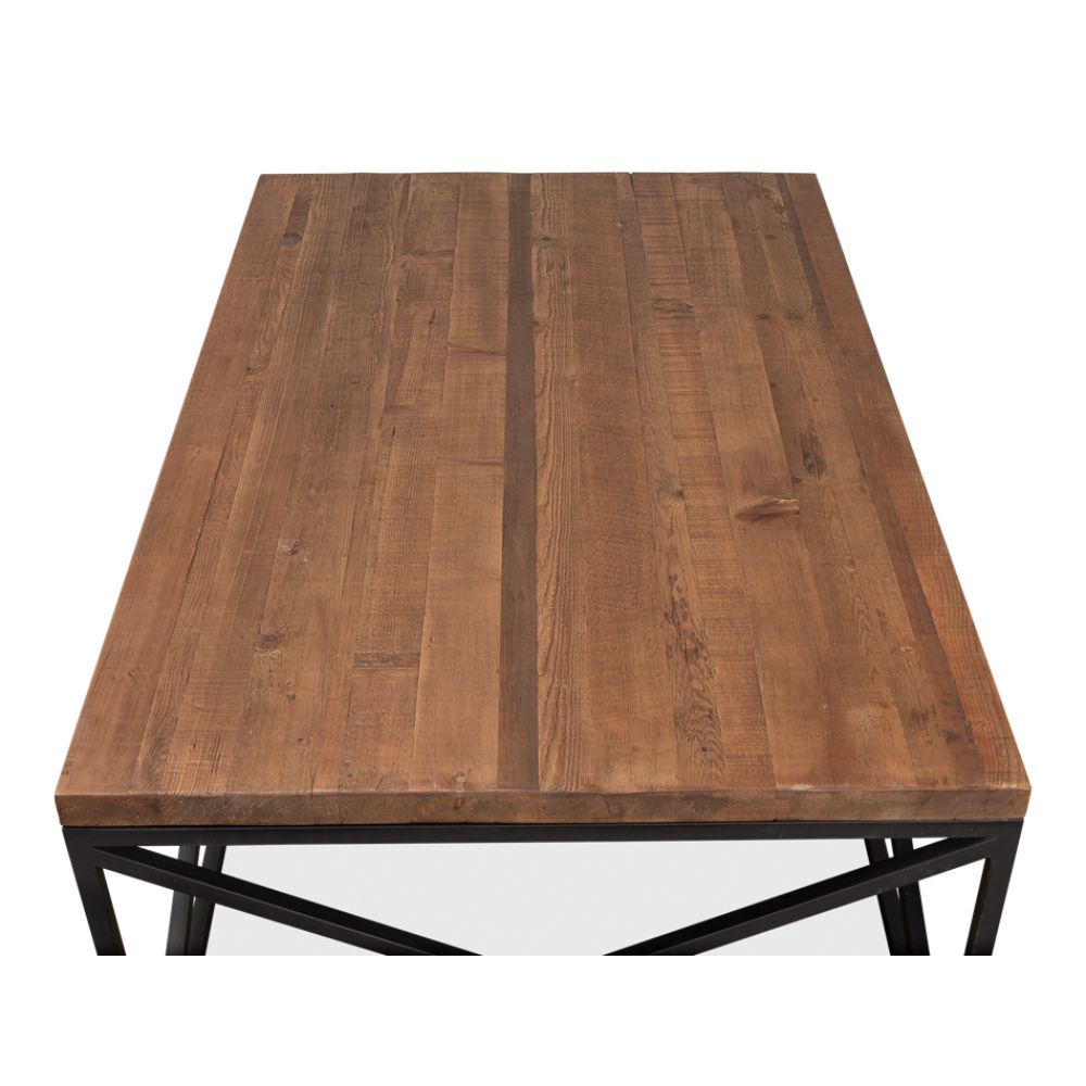 Dockworker Board Coffee Table Reclaimed Wood and Iron-Coffee Tables-Sarreid-LOOMLAN