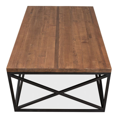 Dockworker Board Coffee Table Reclaimed Wood and Iron-Coffee Tables-Sarreid-LOOMLAN